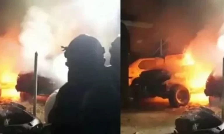 പോലീസ് സ്റ്റേഷൻ വളപ്പിൽ തീ പിടിത്തം, മൂന്ന് വാഹനങ്ങൾ കത്തി