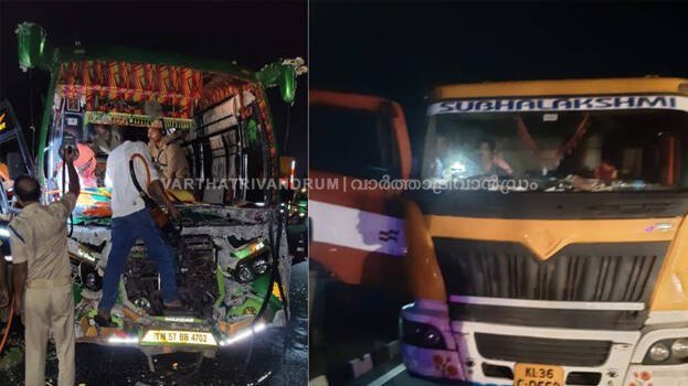 തൃശ്ശൂരിൽ നിർത്തിയിട്ട ലോറിയ്ക്ക് പിന്നിൽ ബസിടിച്ച് 23പേർക്ക് പരിക്ക്